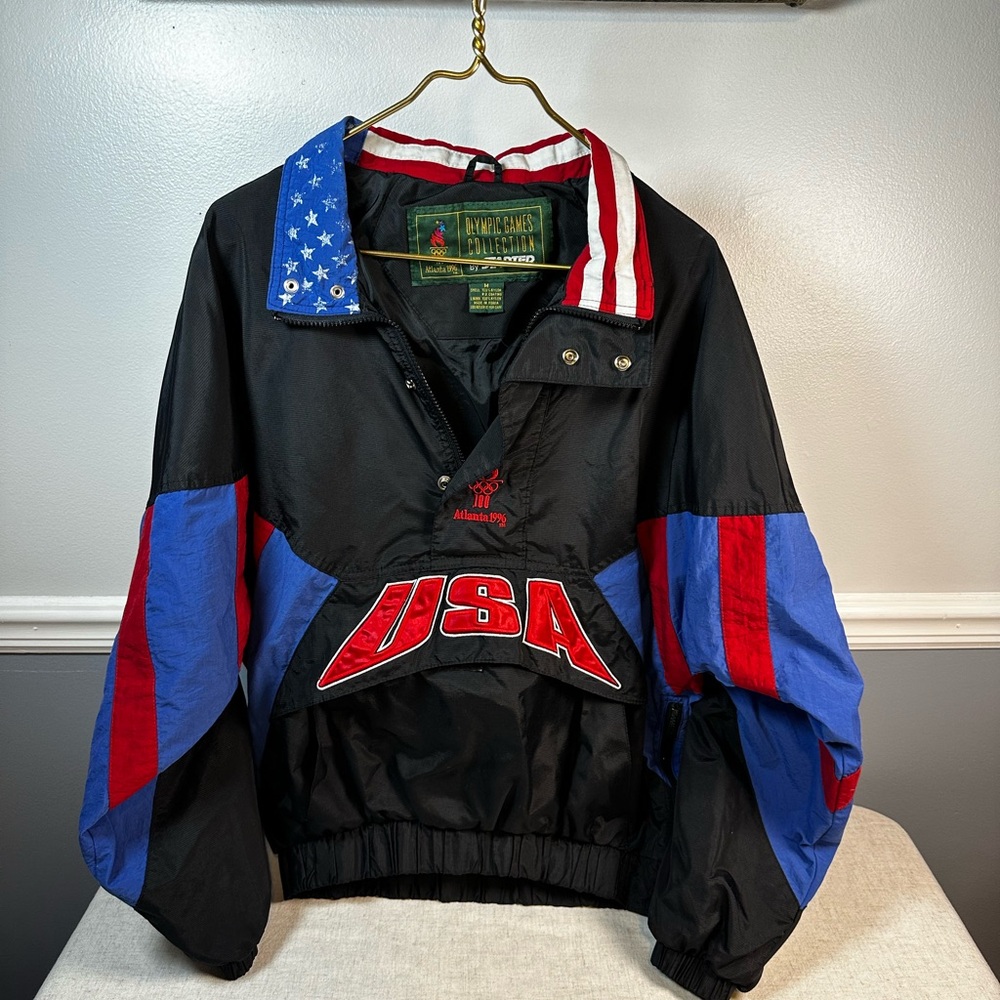 Starter Atlanta 1996 Olympic Games USA 1/2 Zip Windbreaker Jacket Size M - Picture 3 of 15